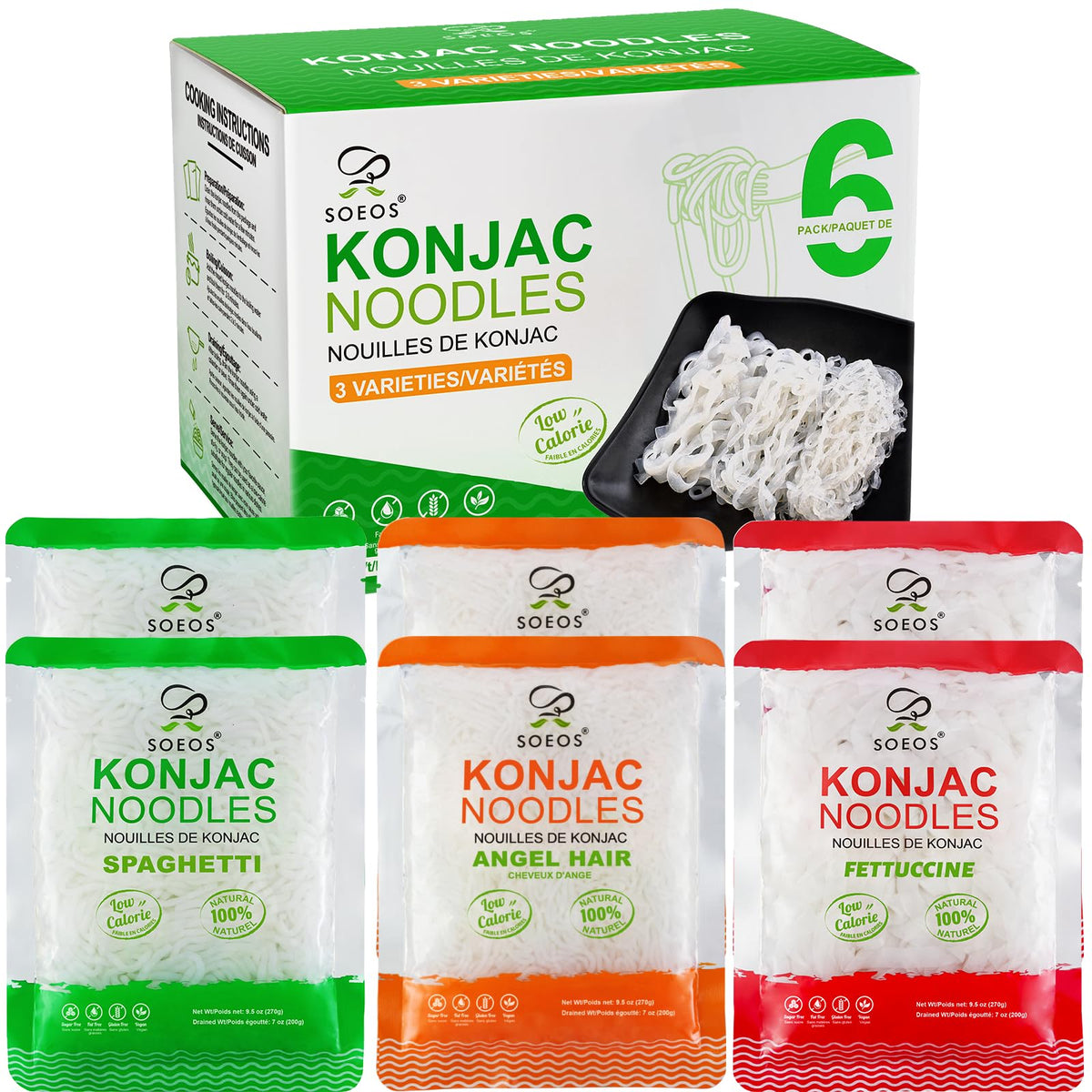 Soeos front packaging showing 6-pack and variety label, easy meal prep