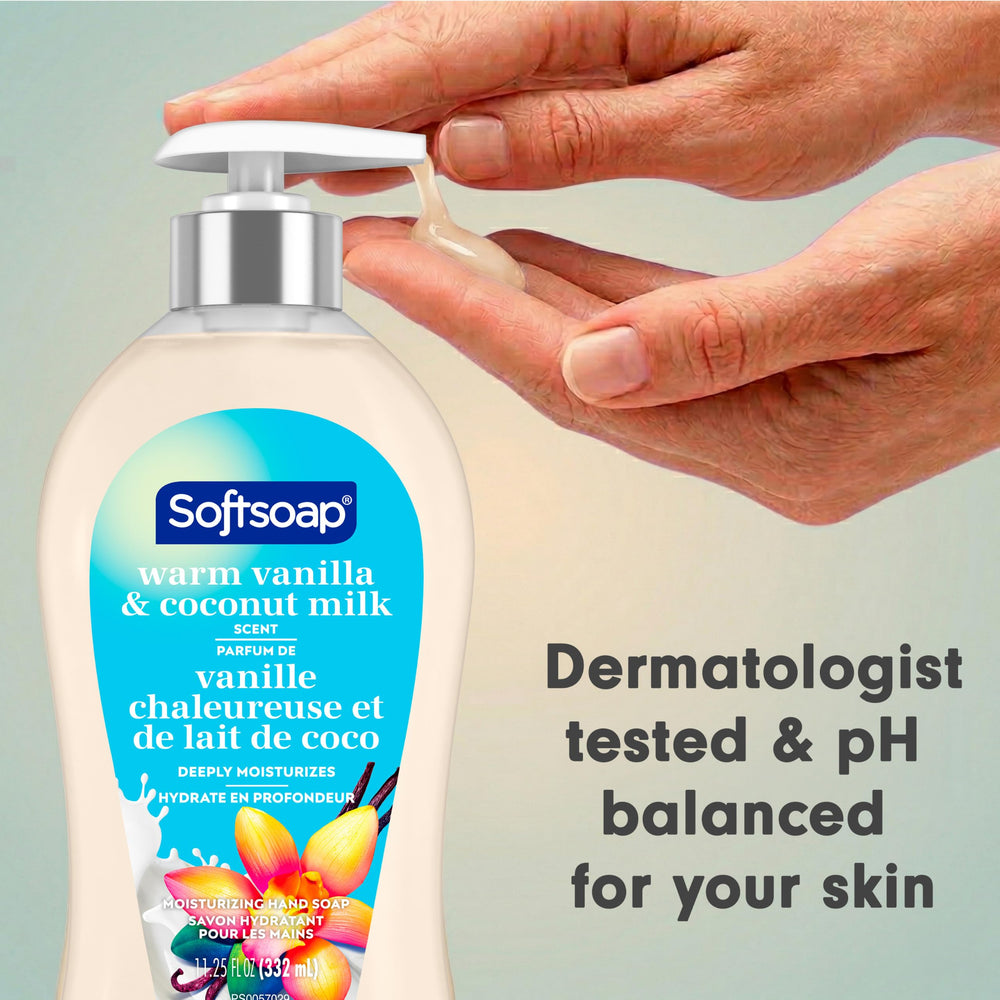 Softsoap bottle styled on bathroom sink offering decorative and practical use
