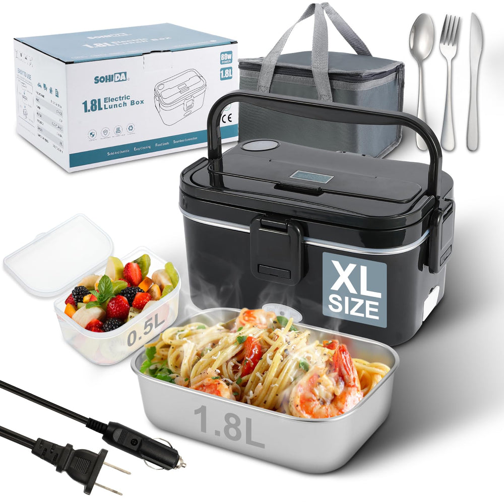 SOHIDA front view of heated lunch box showing durable design and easy portability
