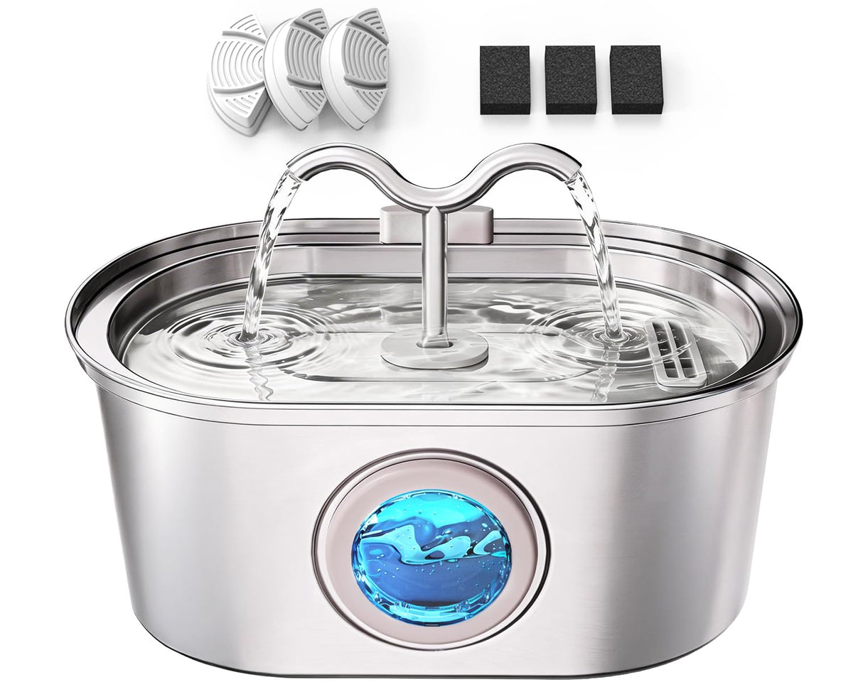 SohoTeco front view stainless steel fountain showing clean design and hygiene benefit