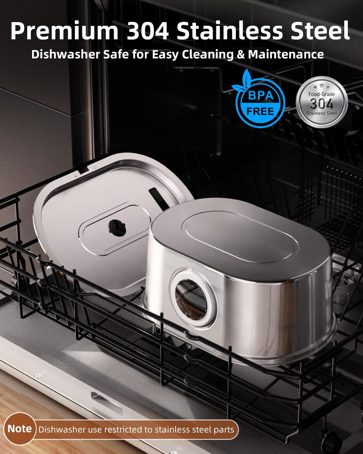 SohoTeco close-up stainless steel texture highlights rust resistance and easy cleaning