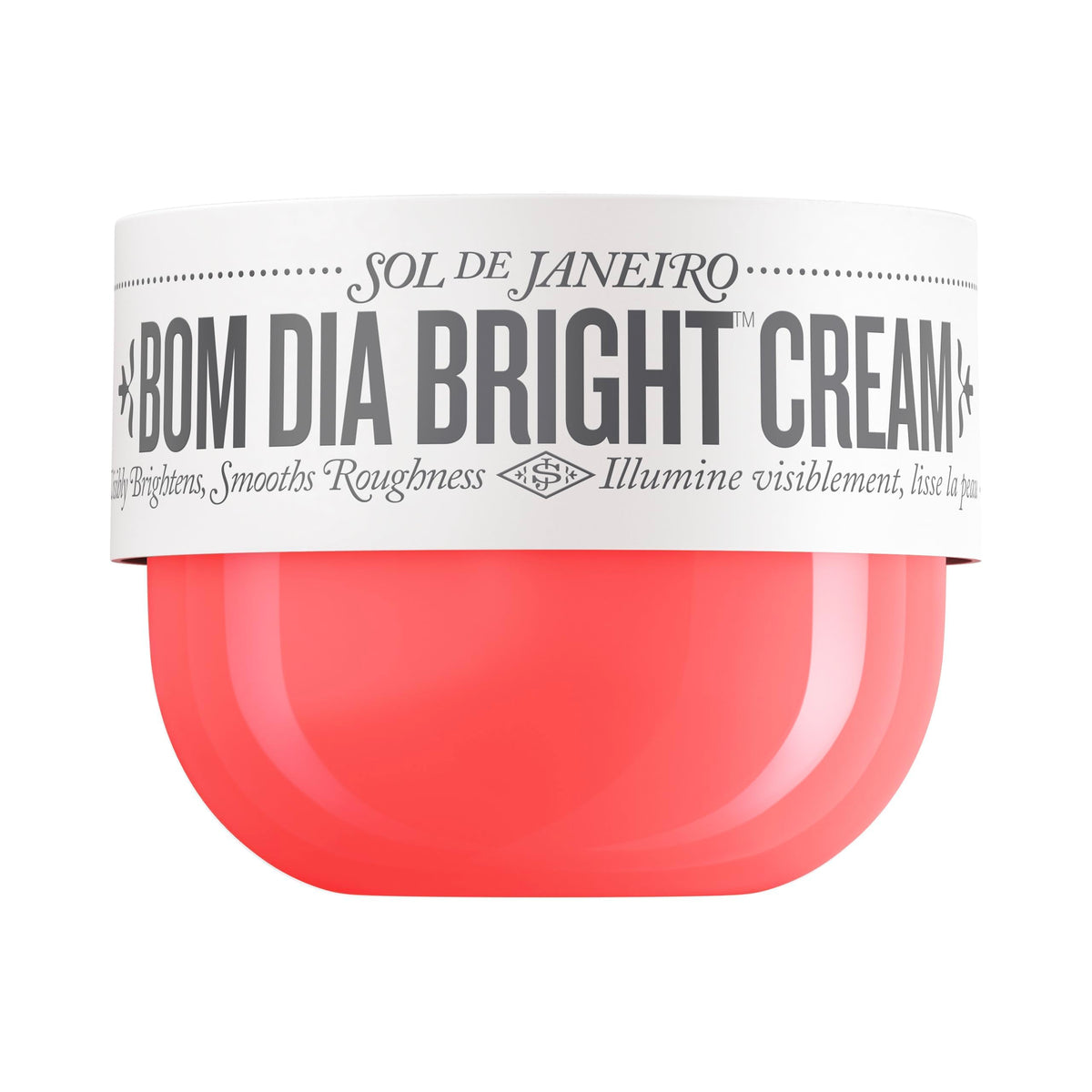 Sol de Janeiro jar front view showing scent and benefit of soft skin