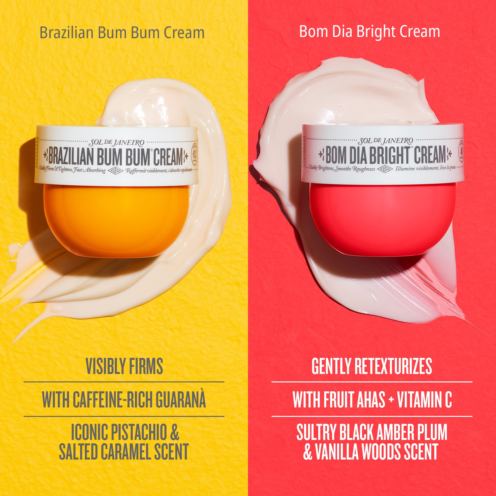 Sol de Janeiro Brazilian Bum Bum cream texture close-up showing fast-absorbing, smoothing finish benefit
