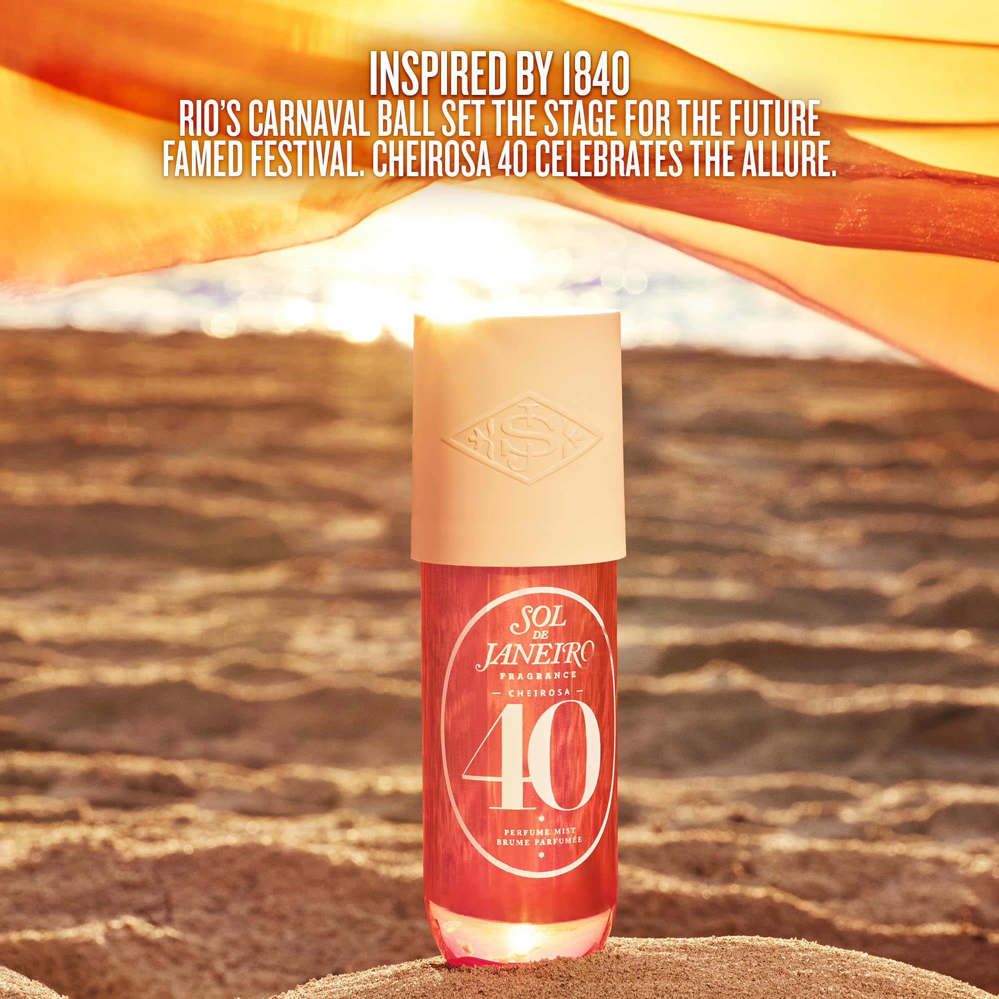 Sol de Janeiro spray applied to hair mid-lengths for long-lasting scent