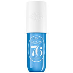 Sol de Janeiro bottle front view showcasing amber-floral packaging and travel size benefit
