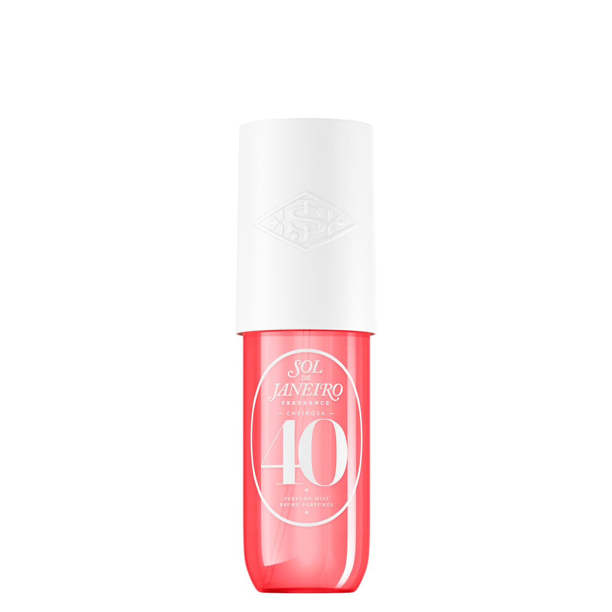 Sol de Janeiro bottle front view showing elegant design and scent benefit