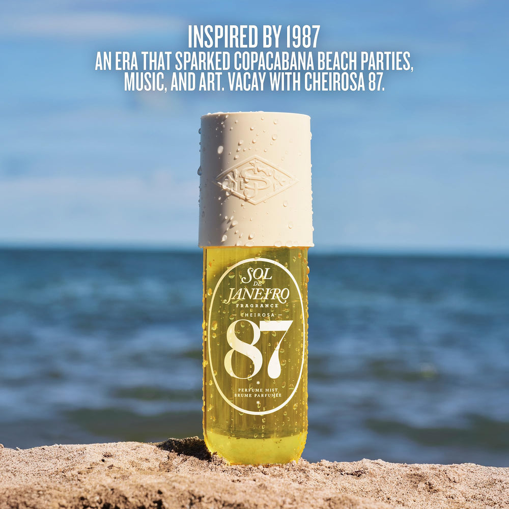 Sol de Janeiro label close-up highlighting fragrance name and key notes