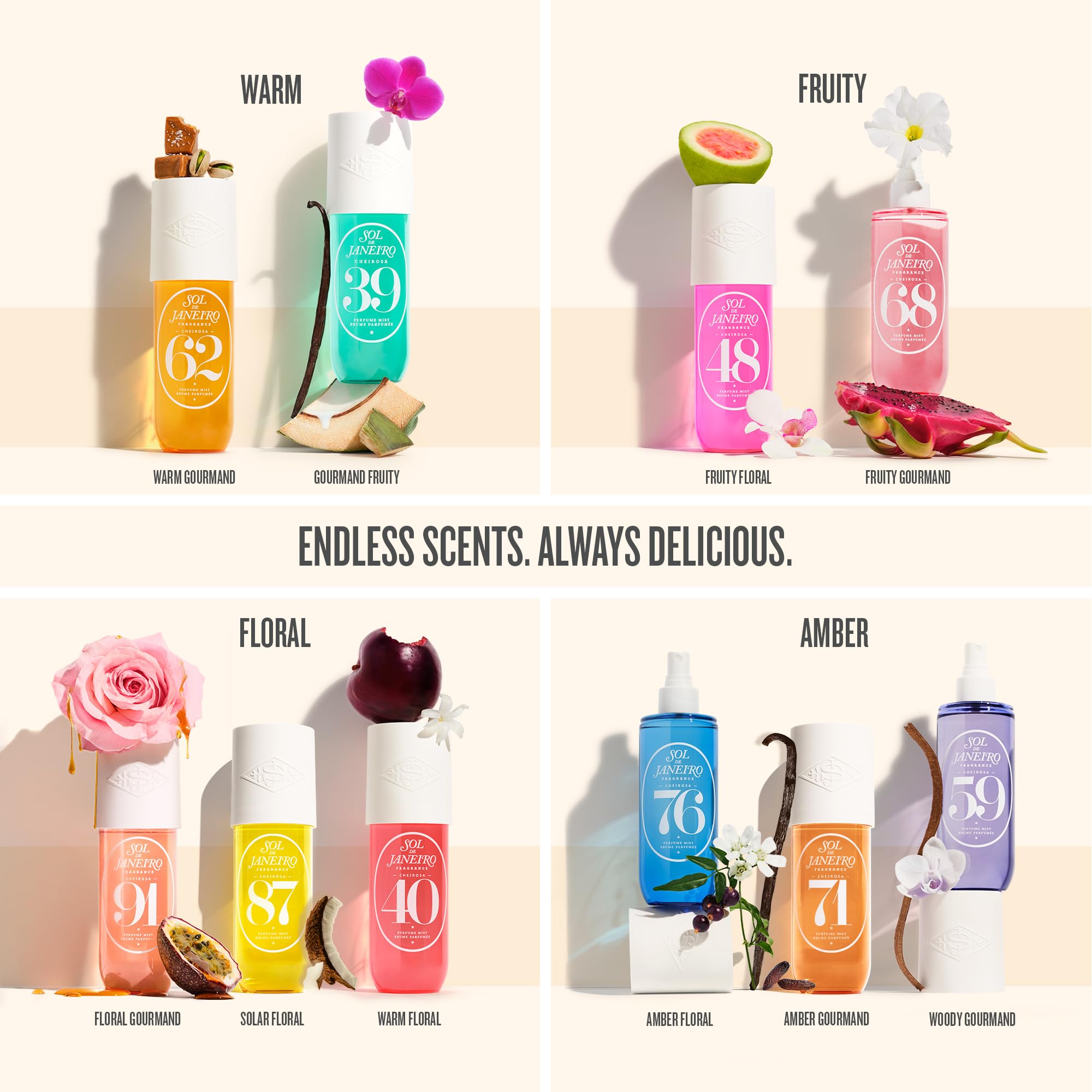 Sol de Janeiro bottle on sandy beach lifestyle scene suggesting sunlit fragrance
