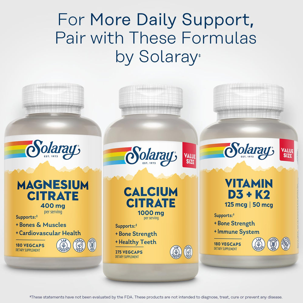 Solaray capsule in a hand during a morning routine for convenience