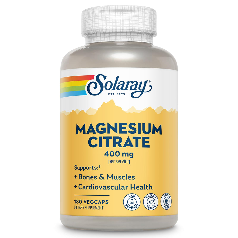 Solaray front packaging showing 180 vegan capsules and benefits