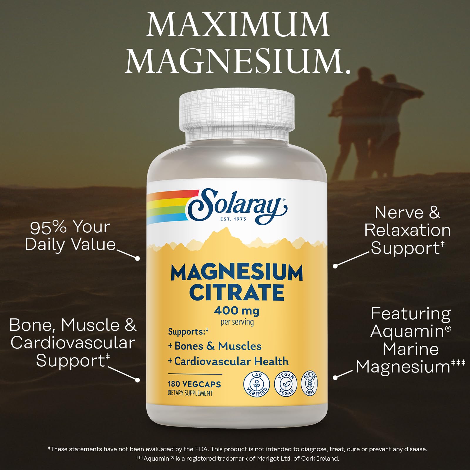 Solaray magnesium citrate powder texture on a spoon showing purity