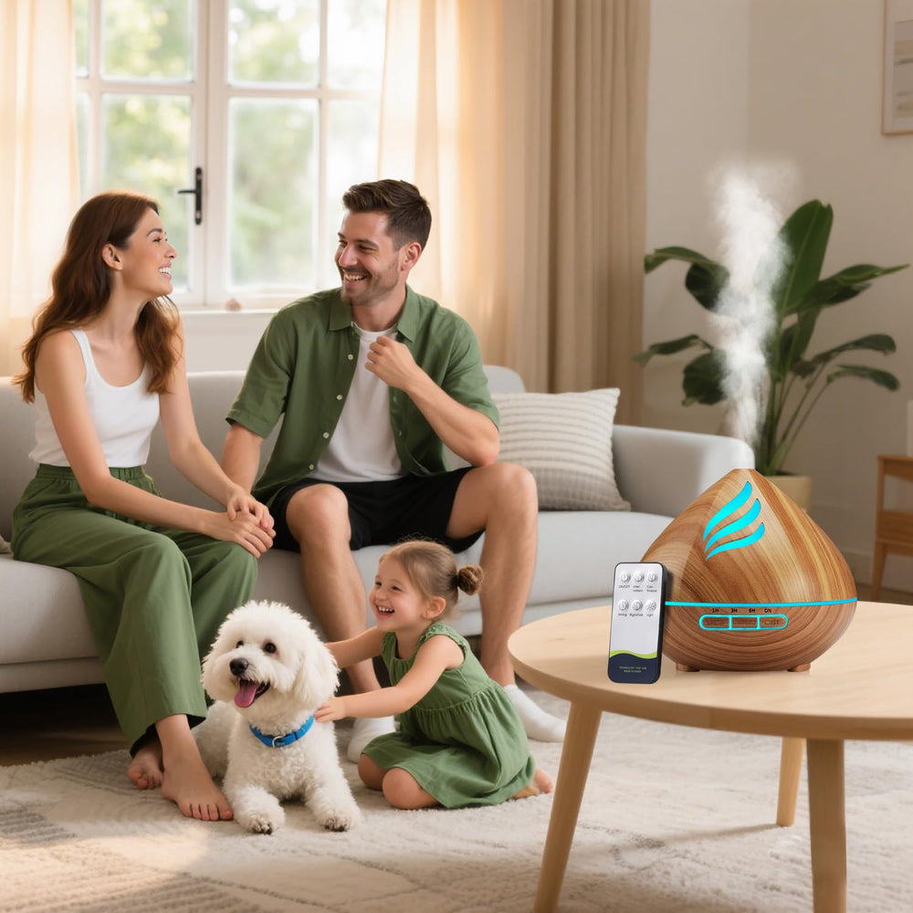 SOLEILHOME diffuser in bedroom setting enhancing atmosphere and relaxation