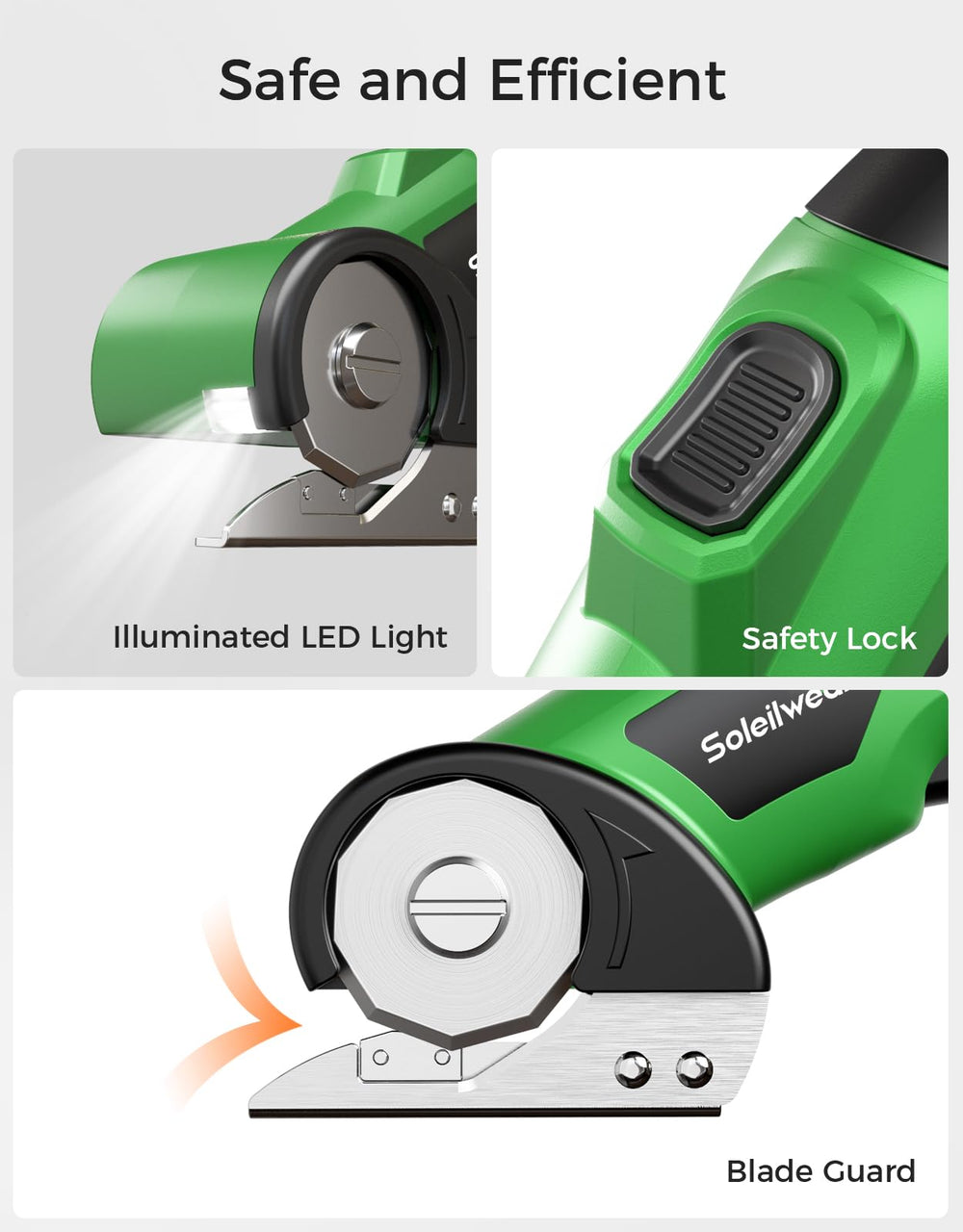 Soleilwear handle close-up emphasizing grip angle and reduced wrist strain
