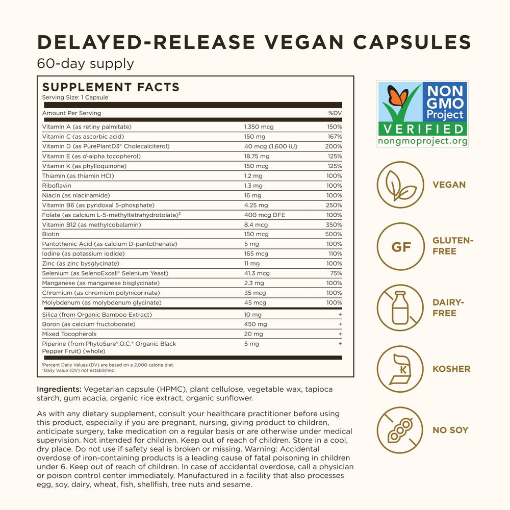 Close-up of Solgar vegan capsule texture highlighting delayed-release design benefit
