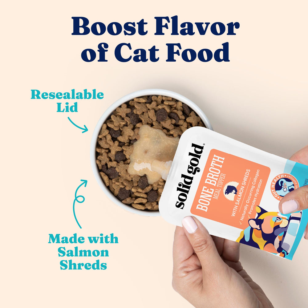 Solid Gold tuna pouch served in cat bowl for immediate feeding