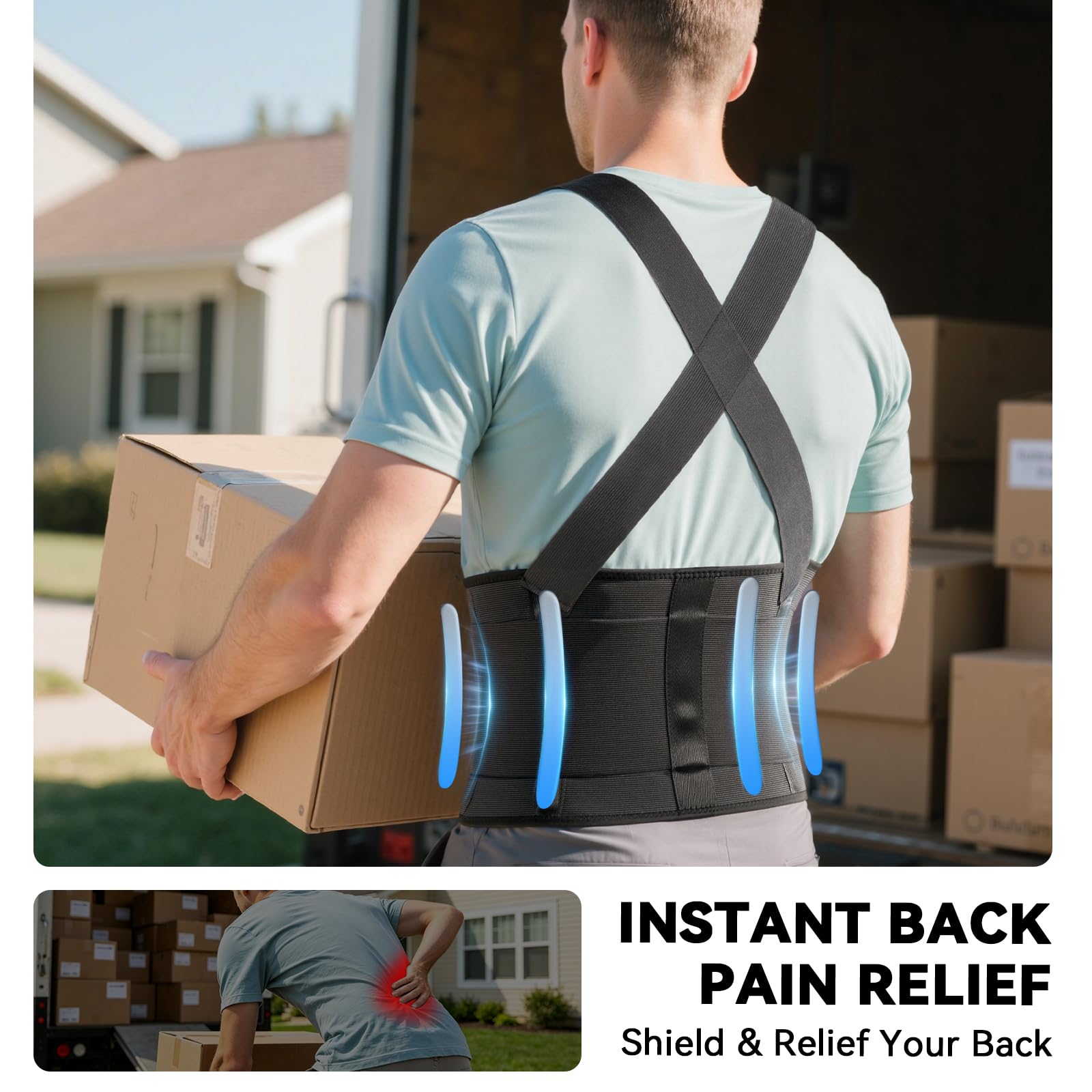 SOLOEVER back panel close-up showing posterior stays for reliable spinal support