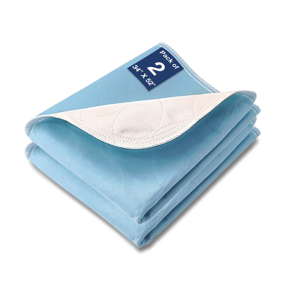 SOLOSHINE front view of two-pack bed pads showing packaging and protective size