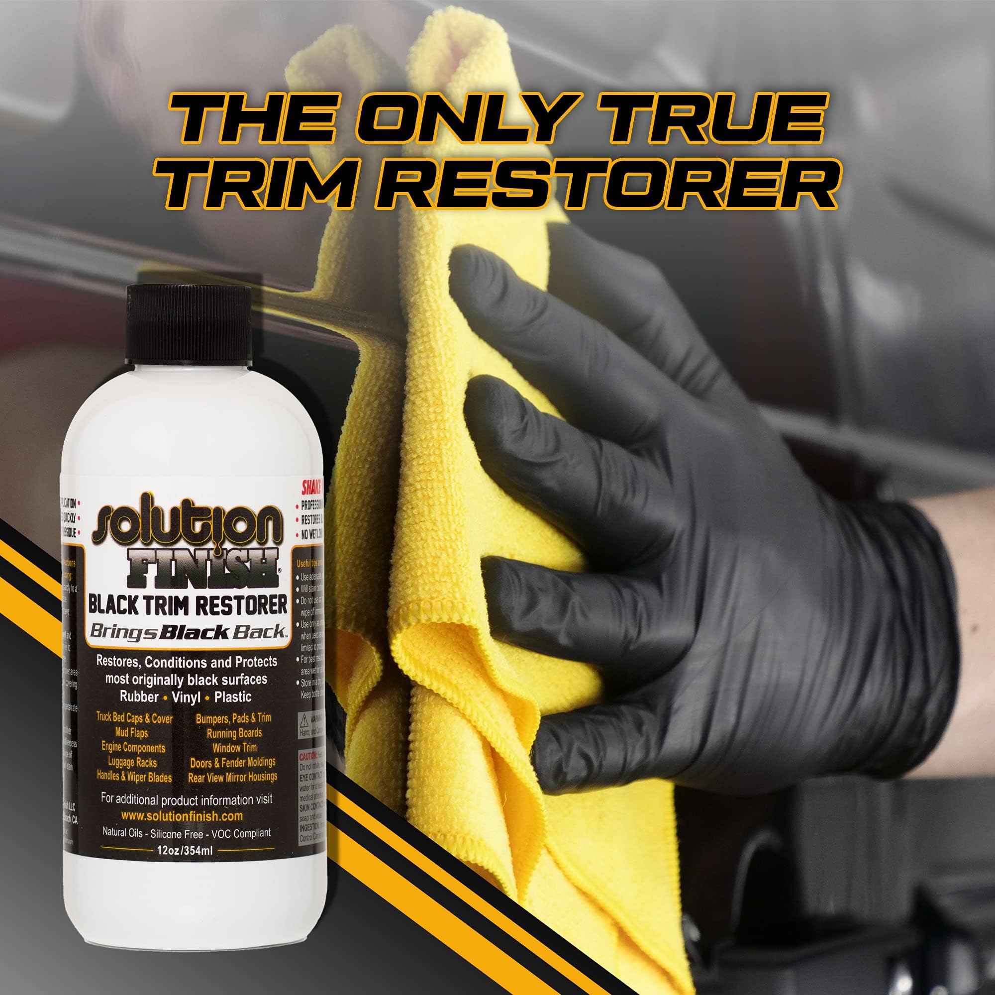 Solution Finish being applied to a bumper demonstrating quick color restoration