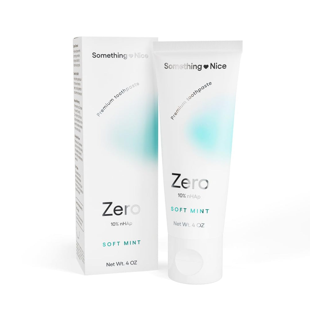 Something Nice front packaging showing tube and box, professional oral care benefit