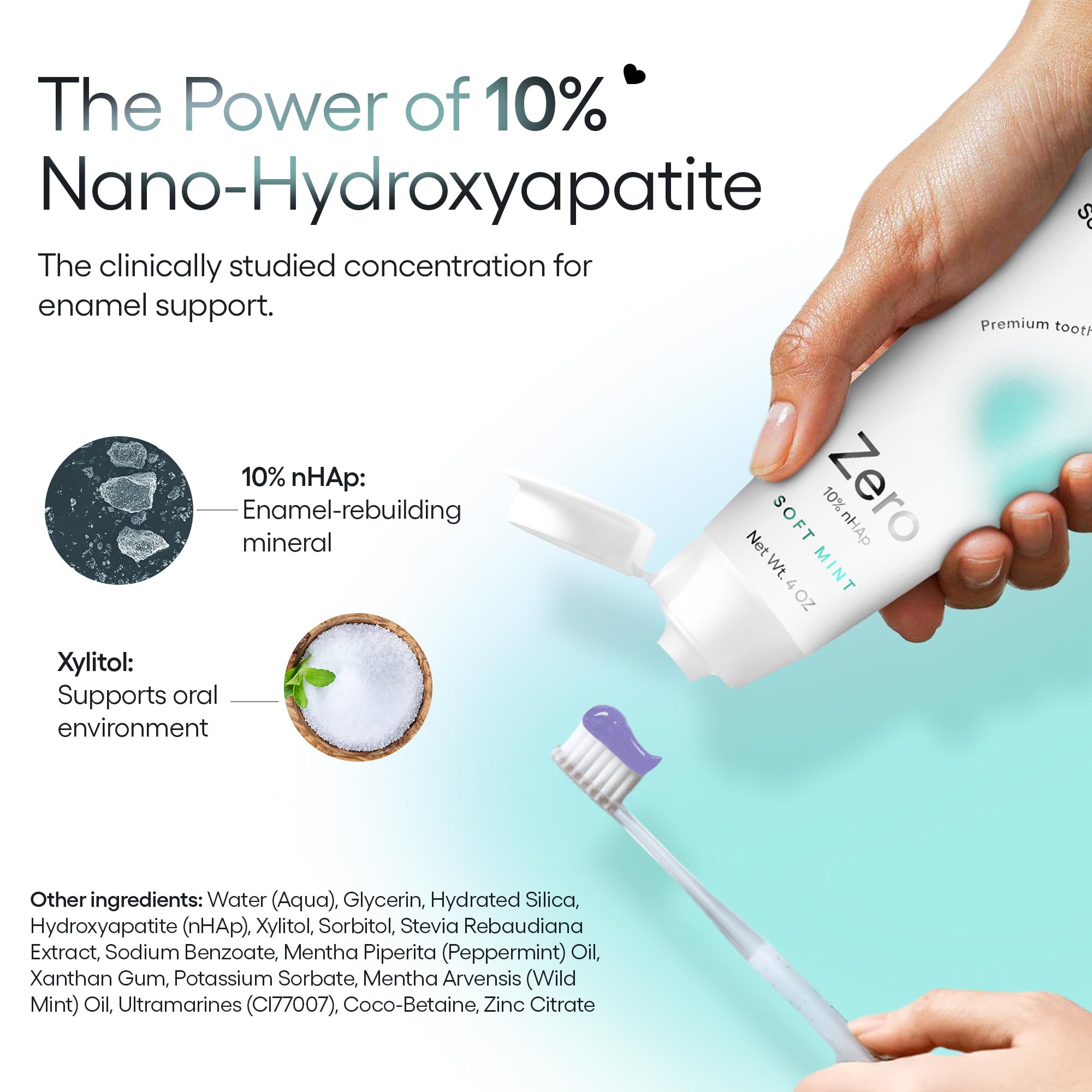 Something Nice toothpaste on toothbrush ready to use, easy daily sensitivity relief benefit