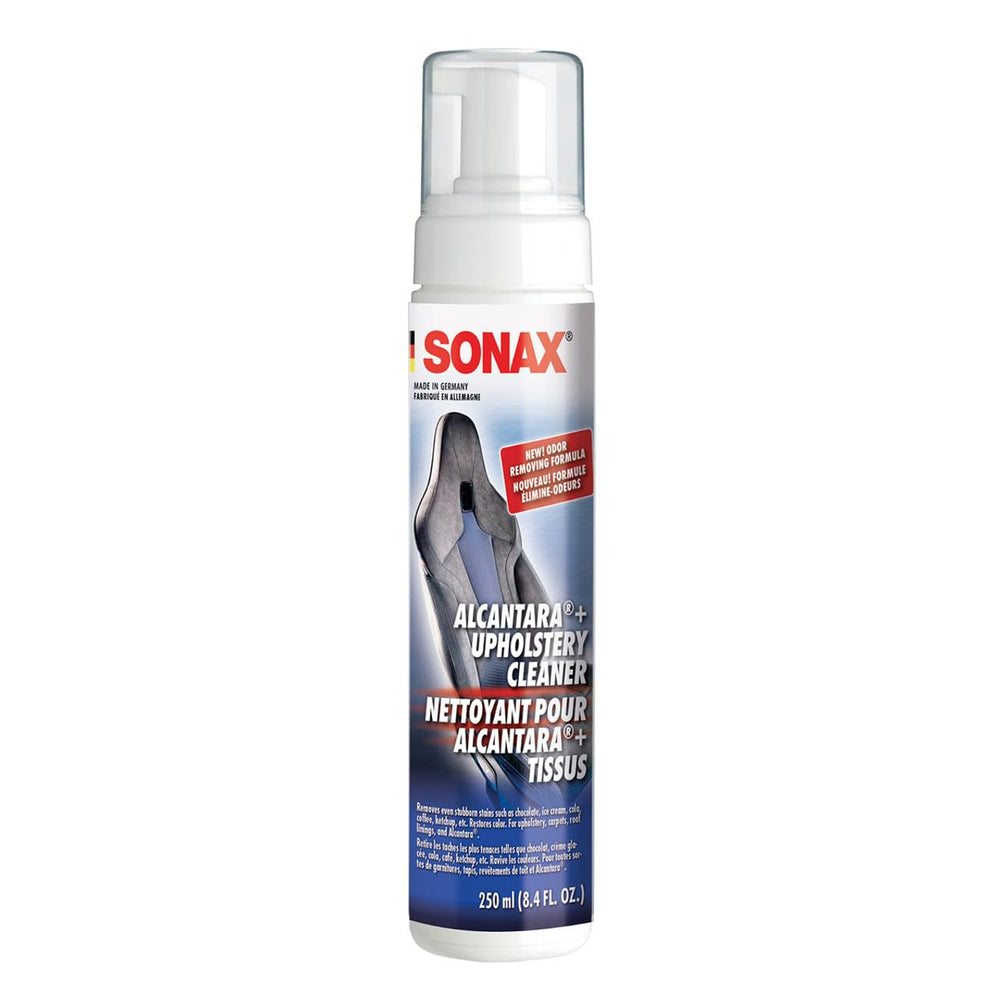 SONAX front packaging showing 250 ml foam and clear labeling for gentle textile care