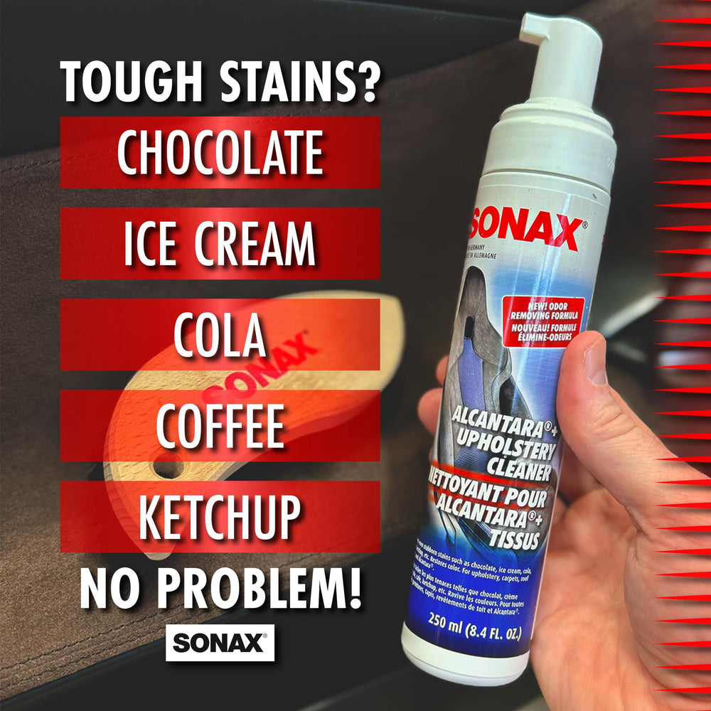 SONAX foam texture close-up demonstrating controlled foam that protects fabric fibers