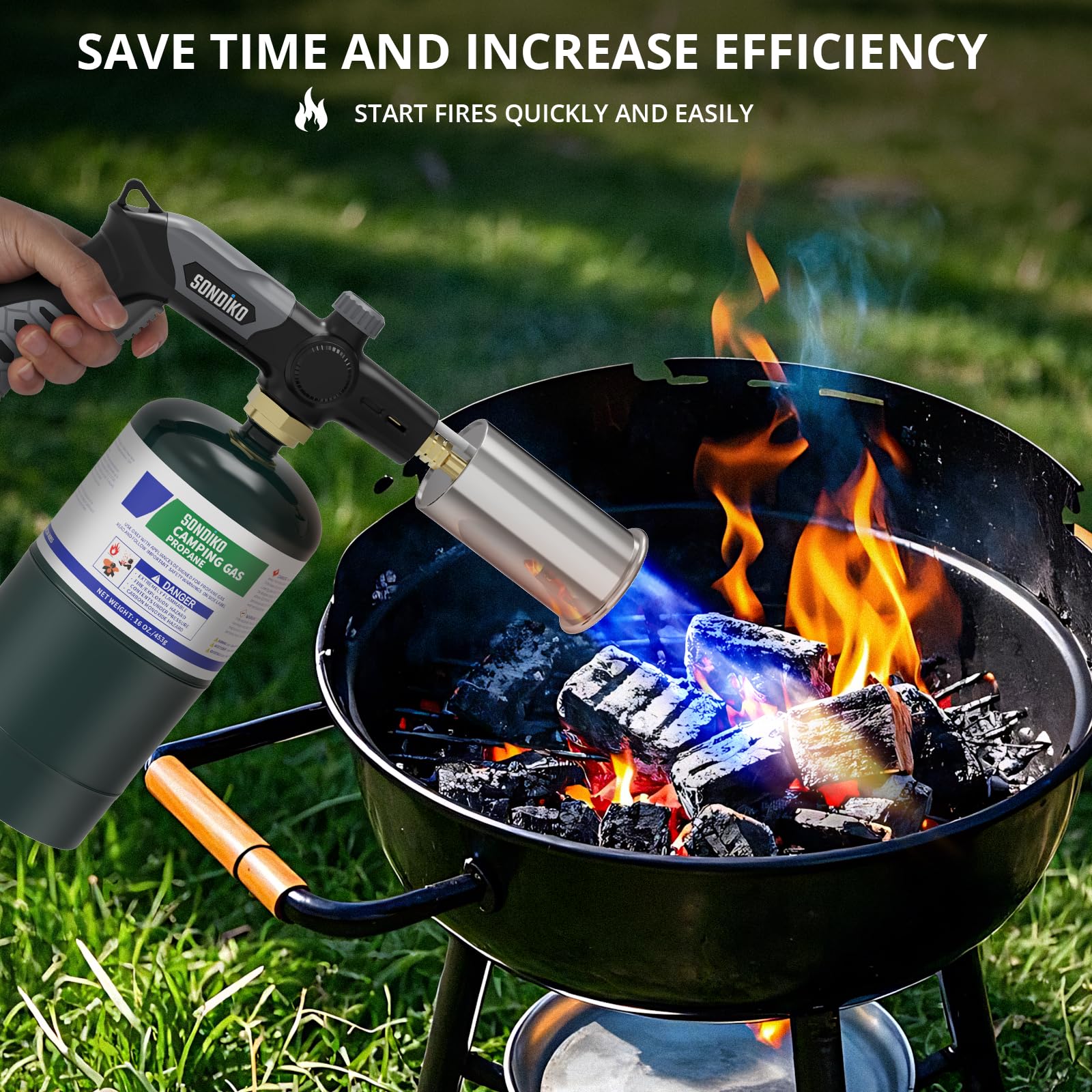 Sondiko control knob and trigger detail offering precise flame control