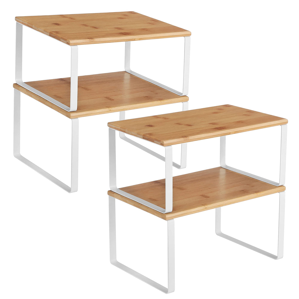 SONGMICS front view of four-shelf set showing neat compact storage benefit
