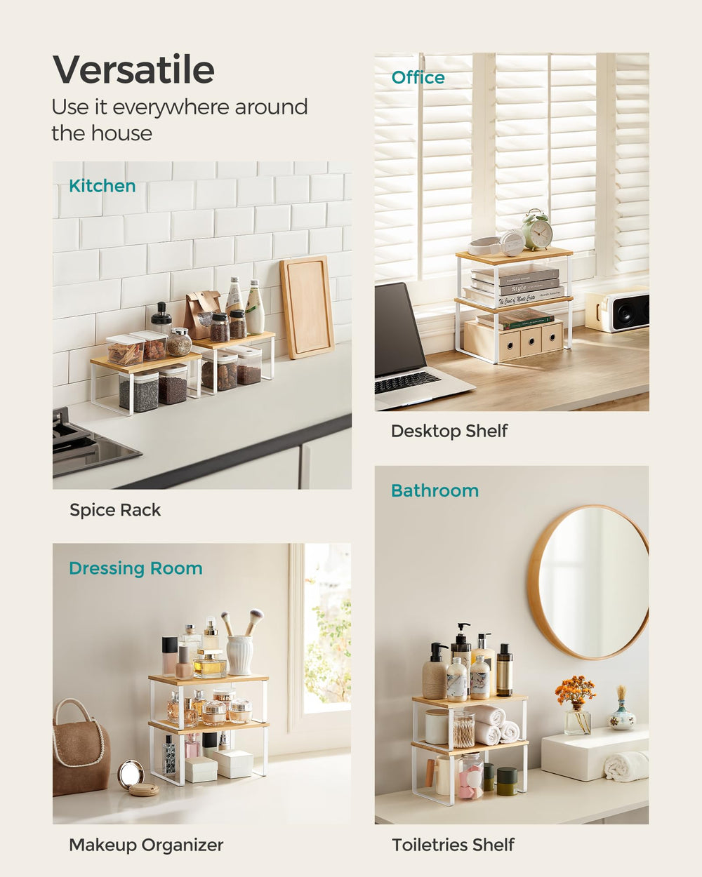 SONGMICS L-shaped pantry setup showing flexible configuration advantage