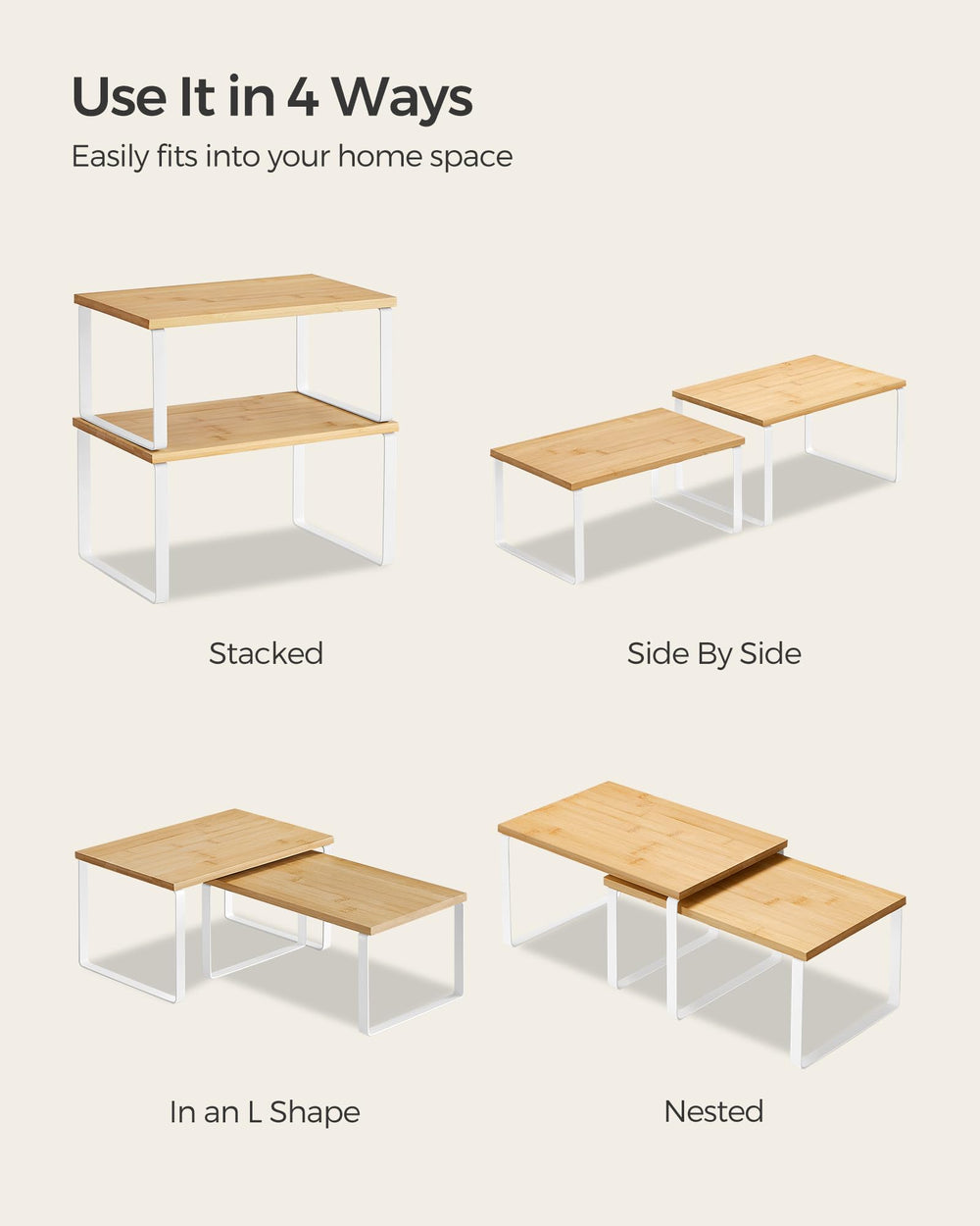 SONGMICS shelf next to mug and jar demonstrating compact size and scale