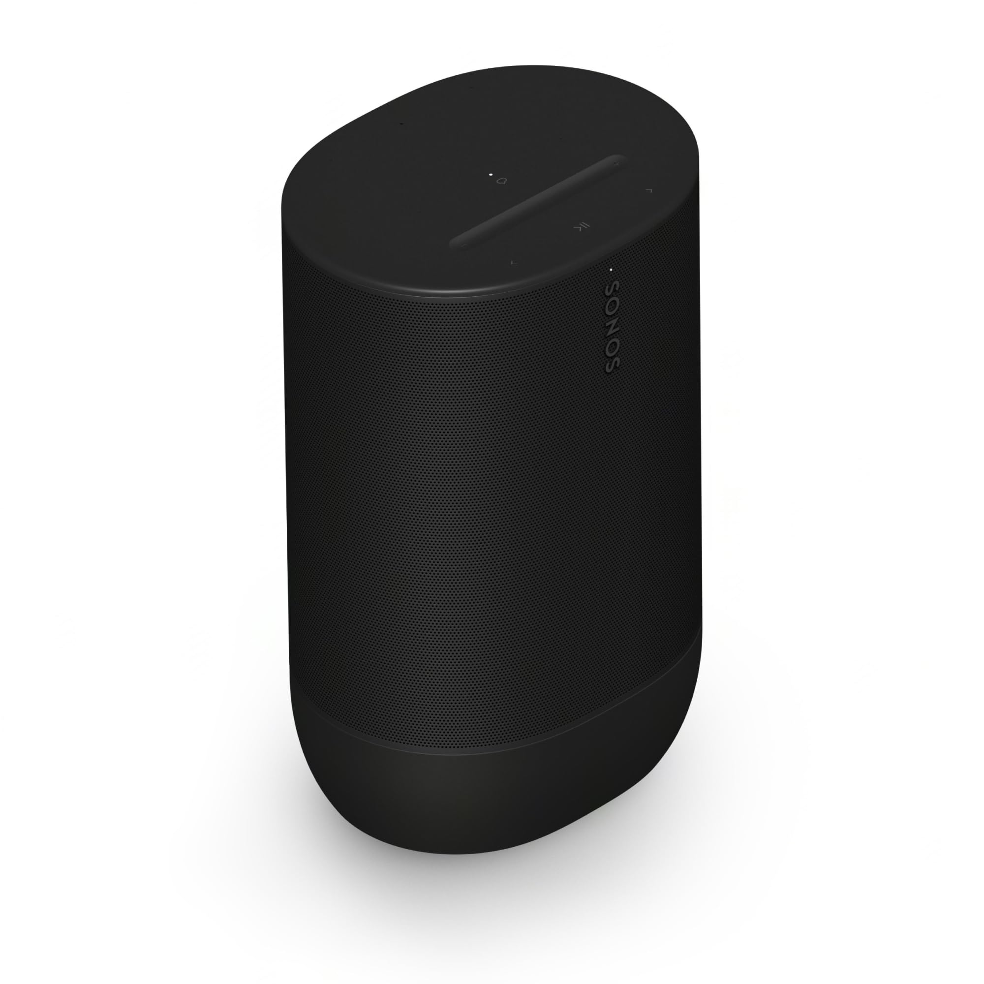 Sonos Move 2 front view in black showing speaker grille and stereo presence for clearer sound