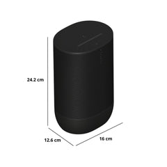 Side profile of Sonos Move 2 on grass illustrating outdoor durability and water resistance