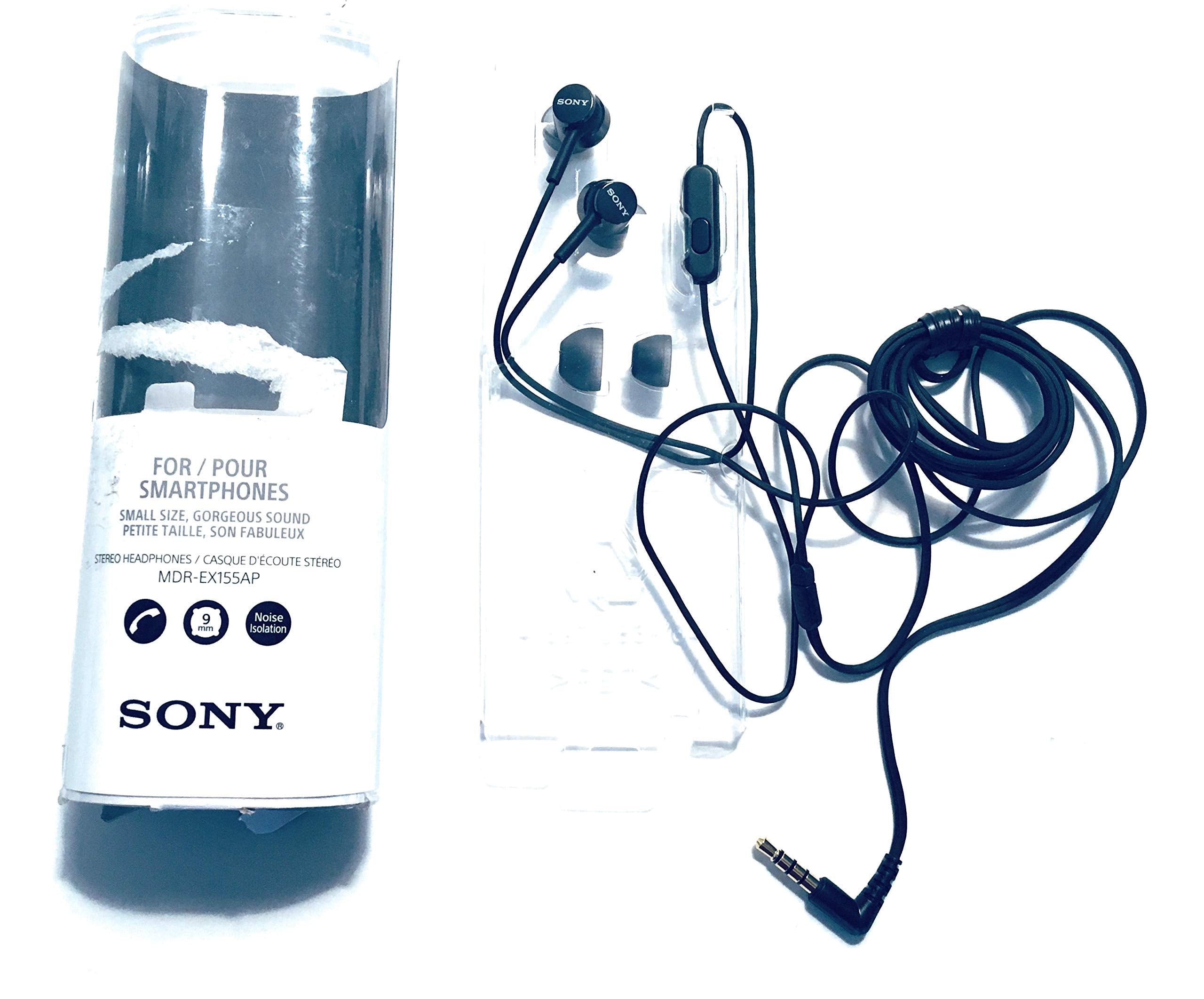 Sony MDREX155AP worn by commuter demonstrating secure fit and everyday convenience benefit
