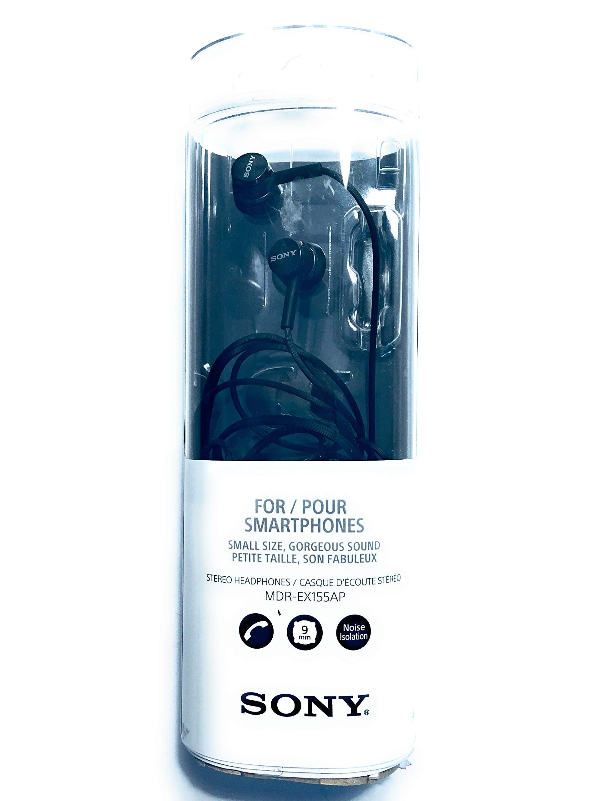 Sony MDREX155AP box contents with cord adjuster and spare tips for ready-to-use benefit