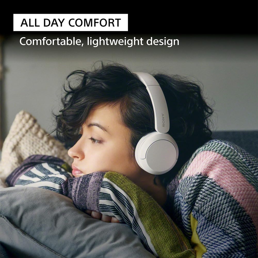 Sony WH-CH520 earcup close-up highlighting soft padding for all-day comfort