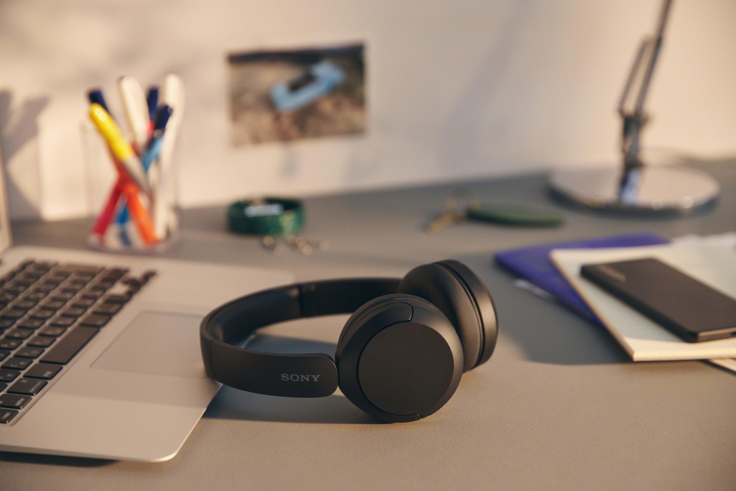 Sony WH-CH520 built-in microphone used during a call for clear hands-free voice
