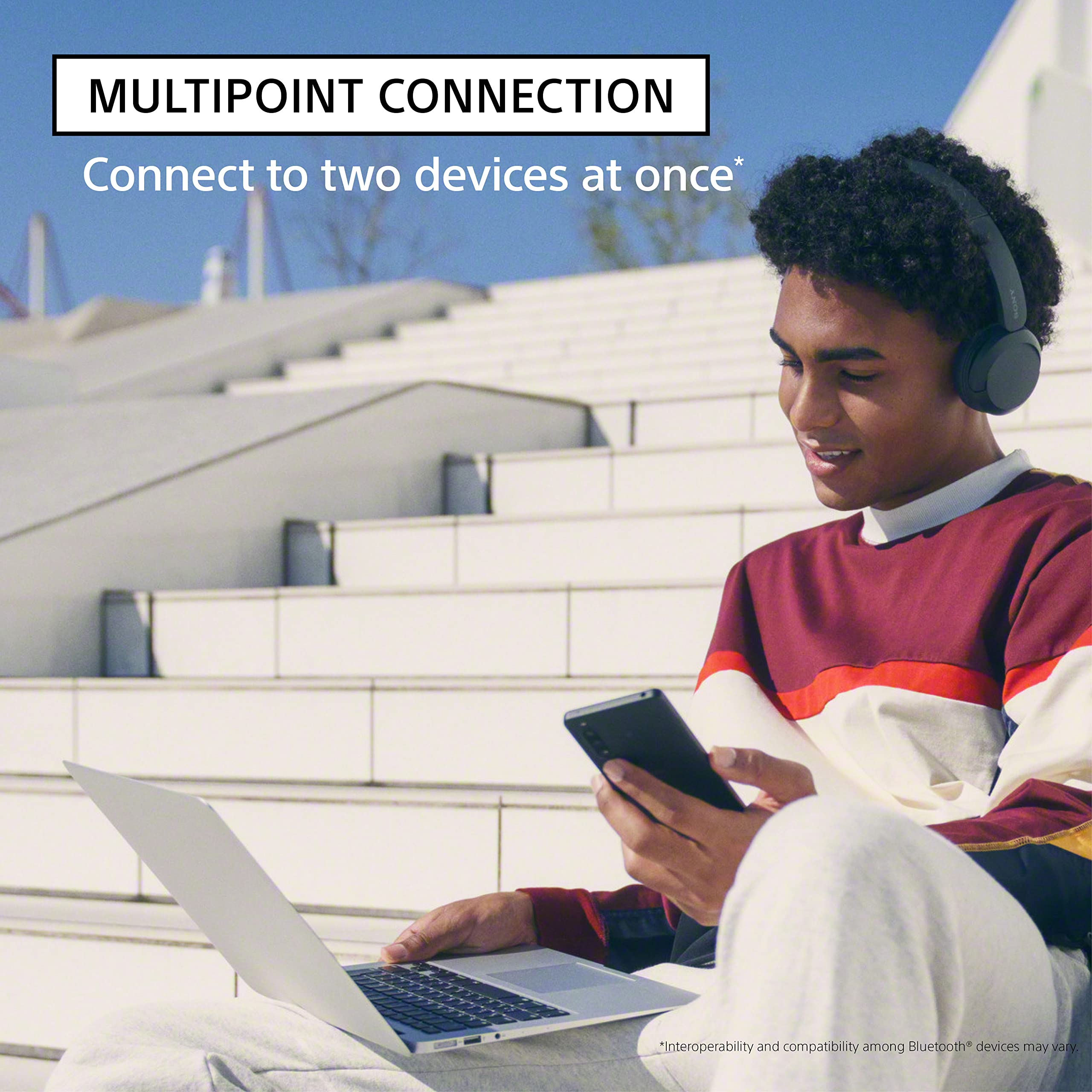 Sony WH-CH520 USB-C charging port view indicating fast charging capability