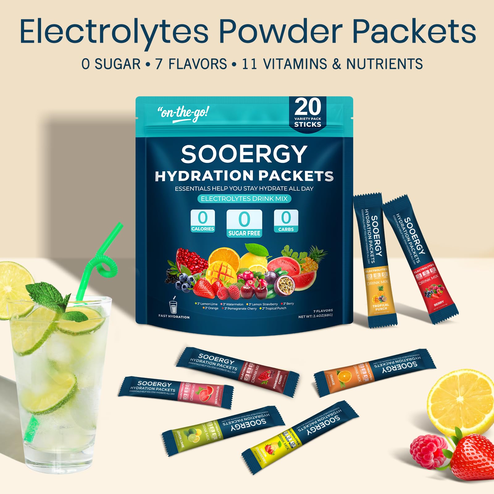 Sooergy powder texture on spoon demonstrating fast dissolving formula benefit