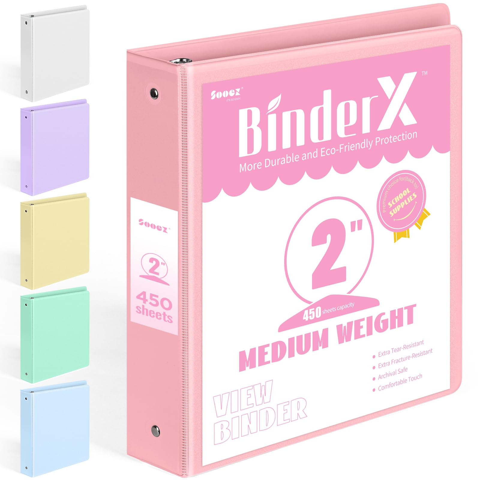 Sooez BinderX front view showing clear pocket and customizable cover for organization