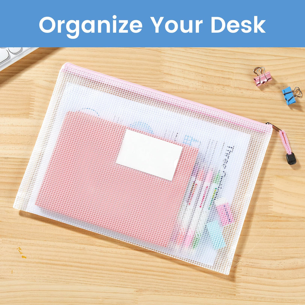 Sooez assorted colored pouches spread out offering color-coded organization