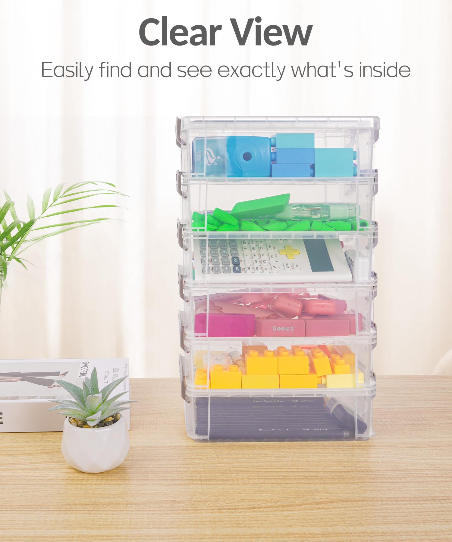 Sooez box filled with pencils and markers for quick access