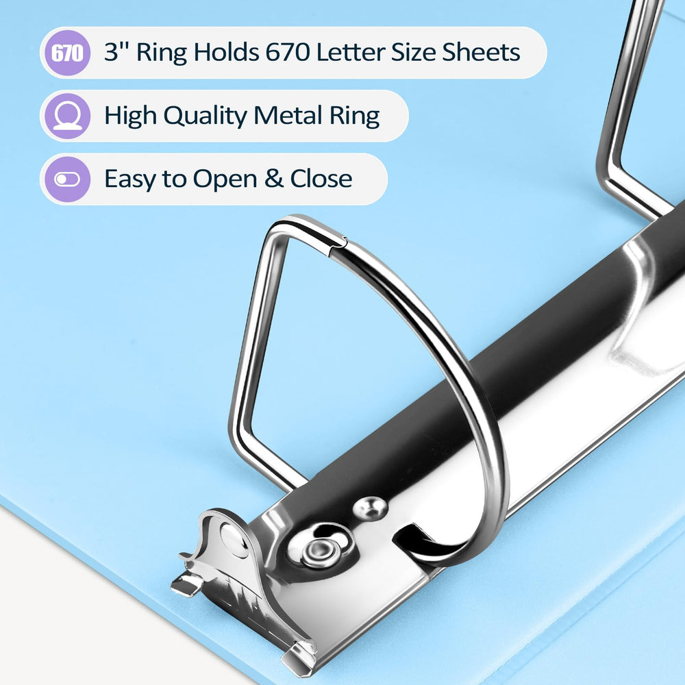 Sooez binder filled with sheets demonstrating 670+ sheet capacity benefit