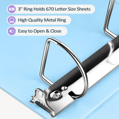 Sooez binder filled with sheets demonstrating 670+ sheet capacity benefit