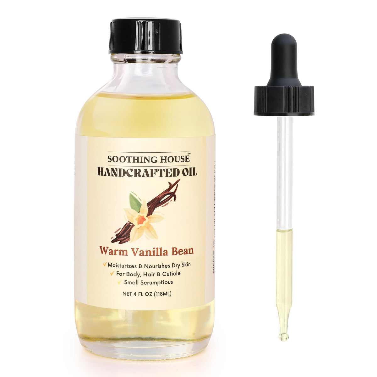 Soothing House front bottle showing full packaging and elegant vanilla scent benefit