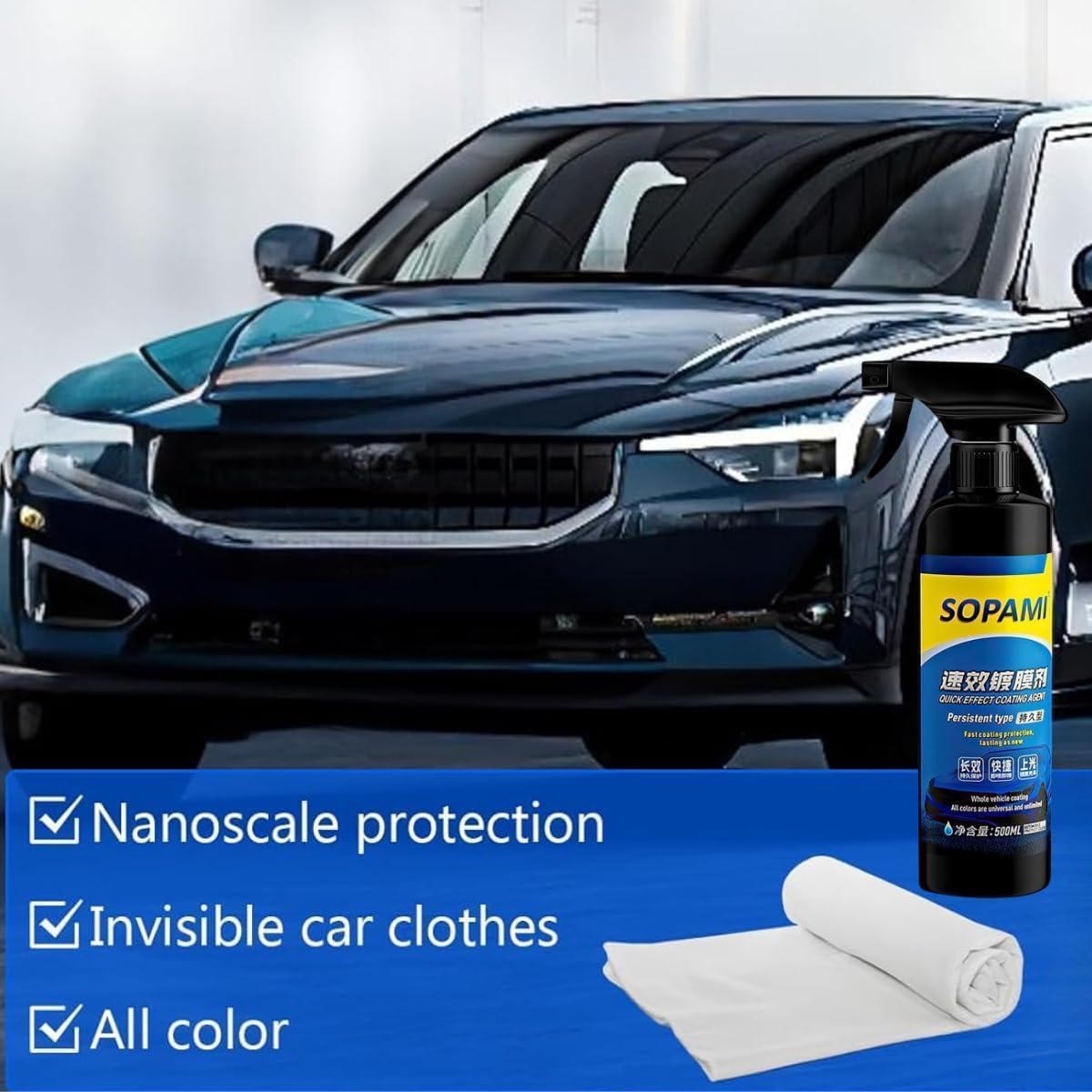 SOPAMI toolkit with microfiber cloth for quick, safe application