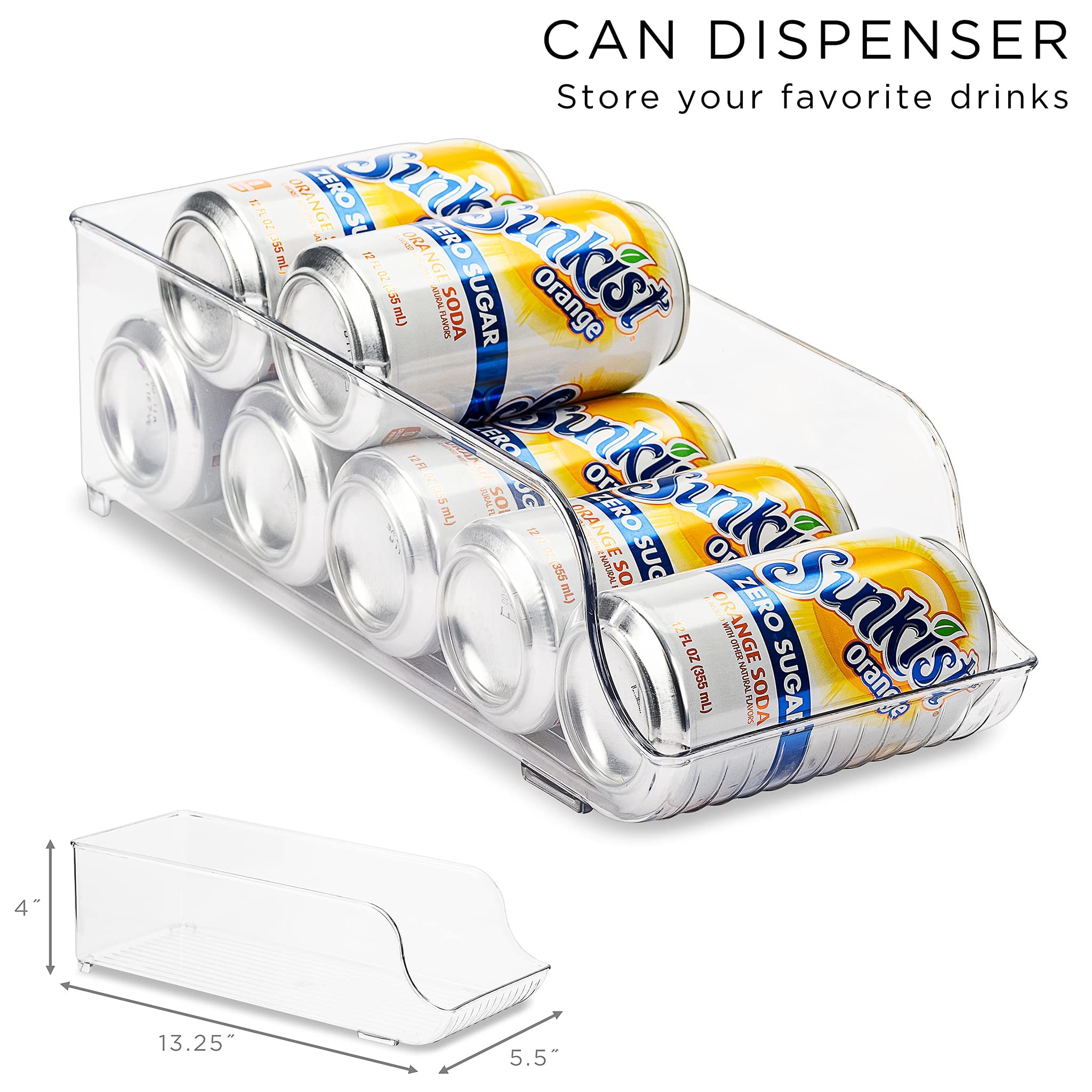 Sorbus soda can organizer loaded with 12 cans for neat beverage storage