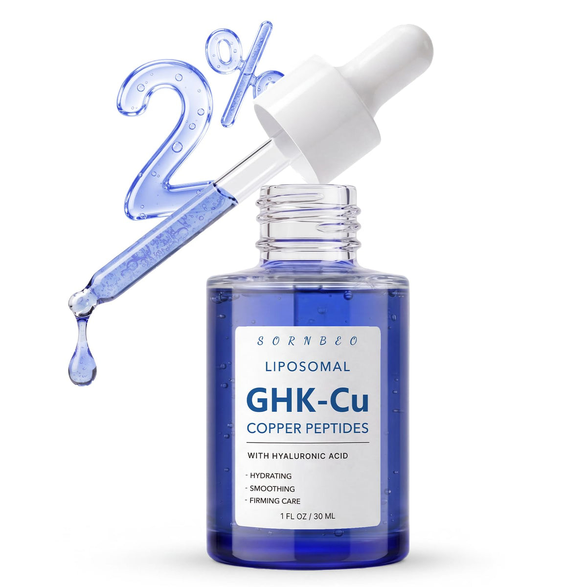 SORNBEO bottle front view showing copper peptide serum for visible firmness