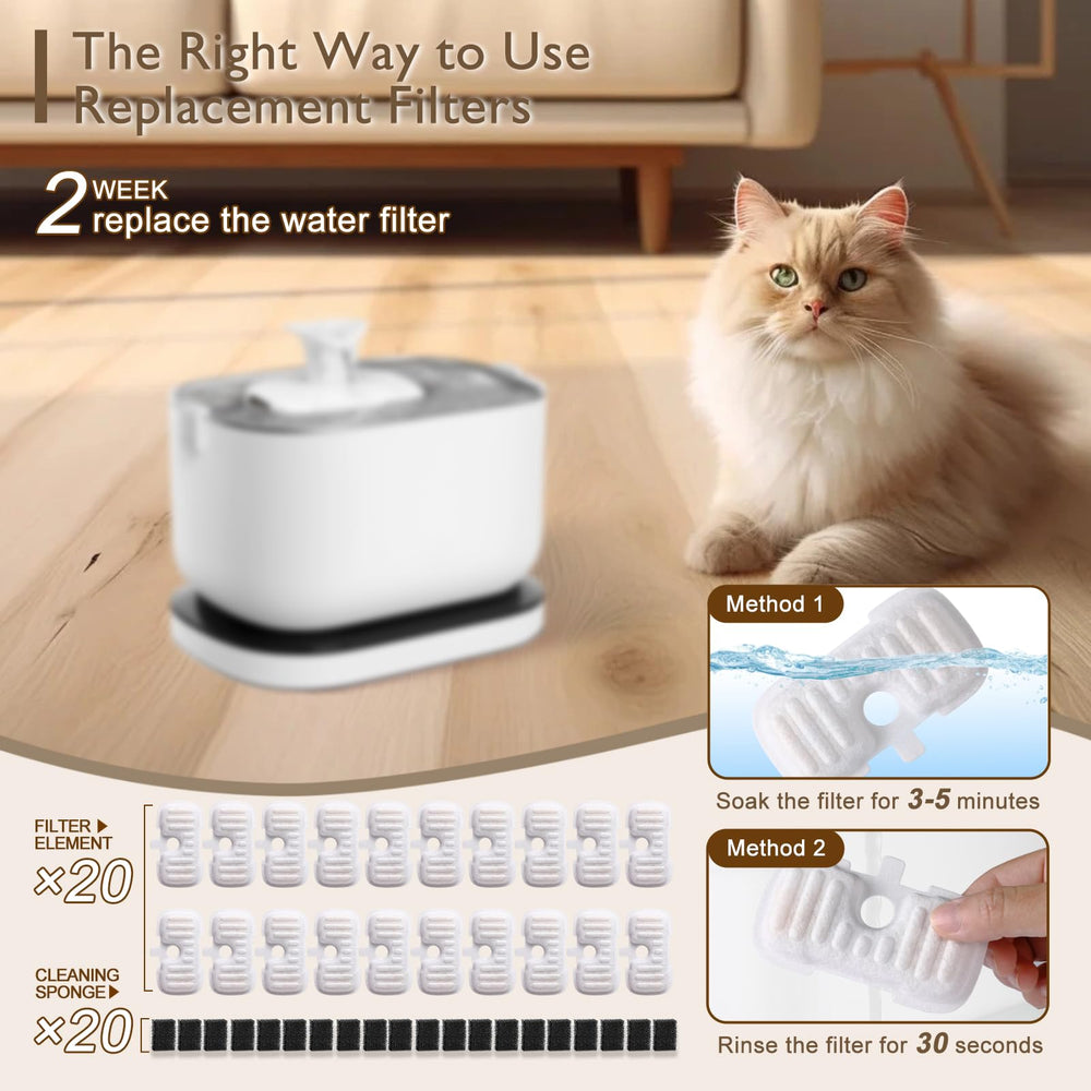 SORON filter installed in PETLIBRO fountain, maintains continuous clean water flow