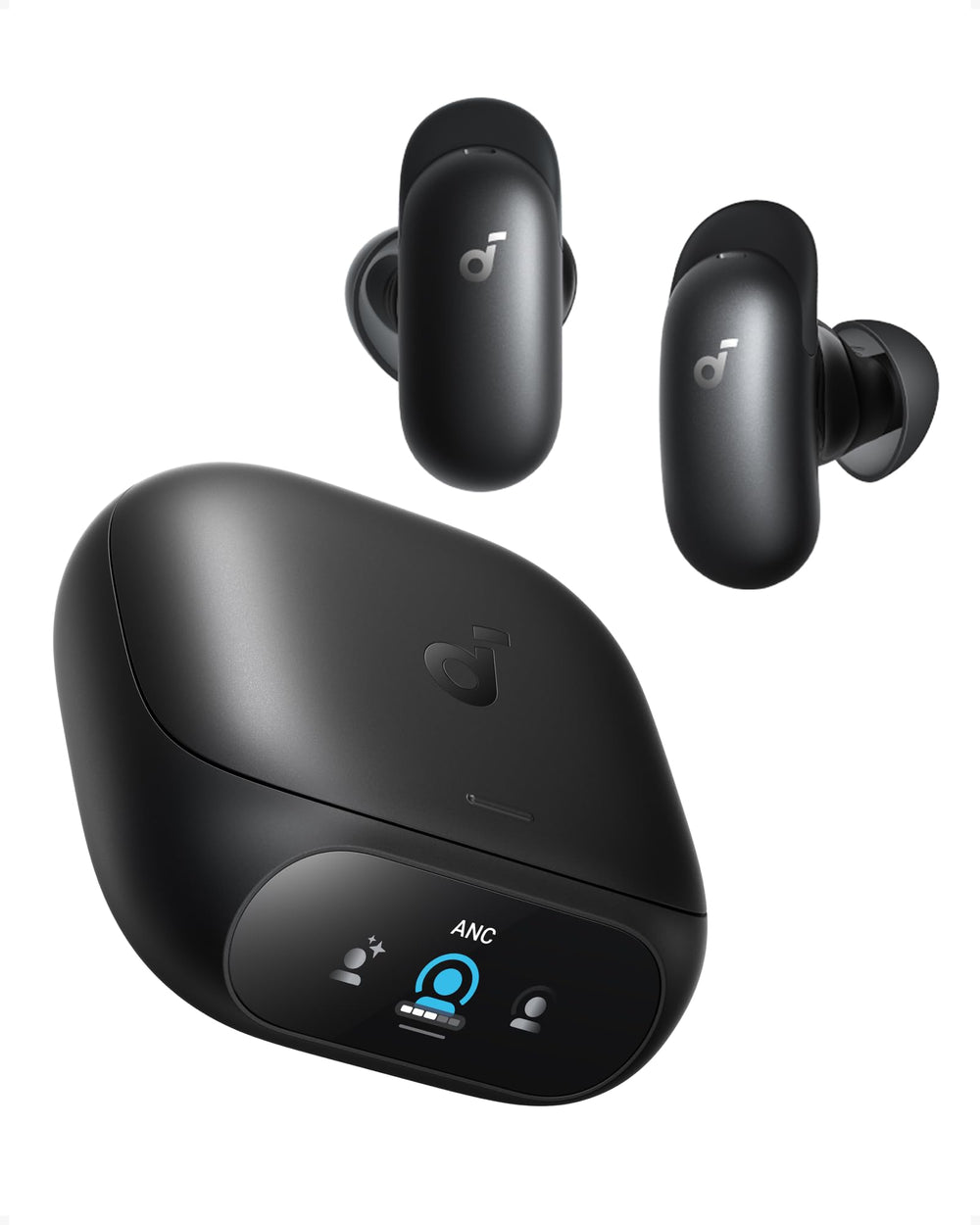 Soundcore Liberty 5 Pro front view showing earbuds and case, clear compact design benefit