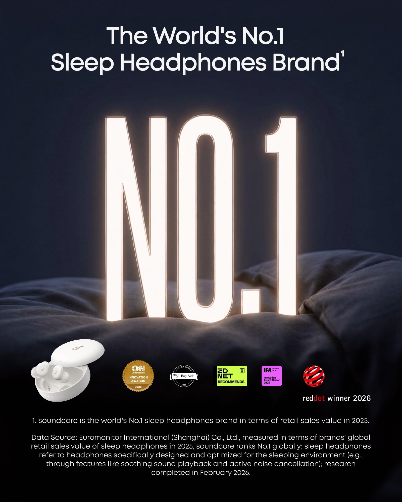 Soundcore Sleep A30 close-up of earbud shape and vents, illustrating ergonomic comfort